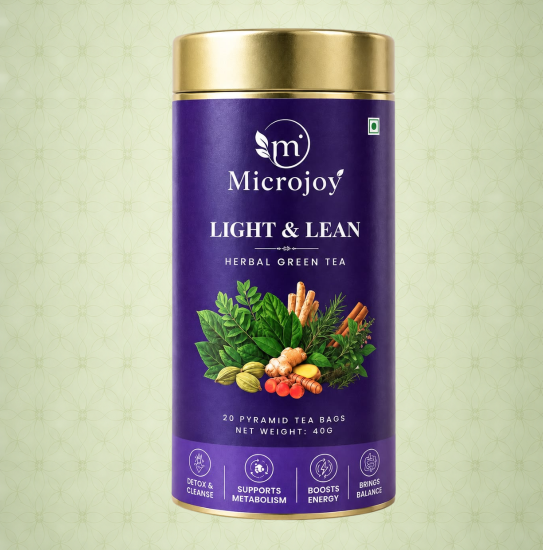 Microjoy Light & Lean Herbal Green Tea – 20 Pyramid Tea Bags | Natural Herbal Blend for Daily Wellness | 40g