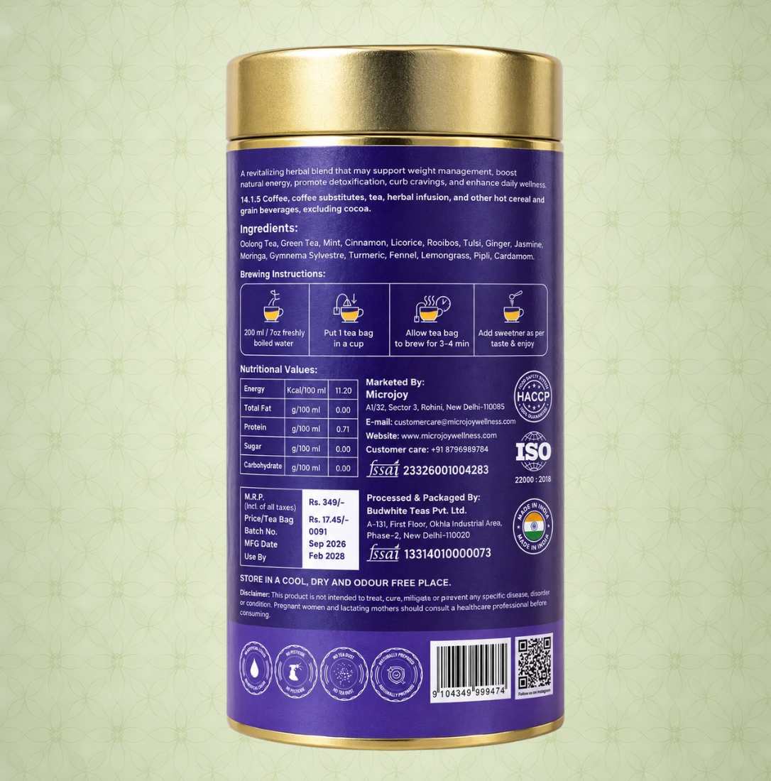 Microjoy Light & Lean Herbal Green Tea – 20 Pyramid Tea Bags | Natural Herbal Blend for Daily Wellness | 40g - Image 2