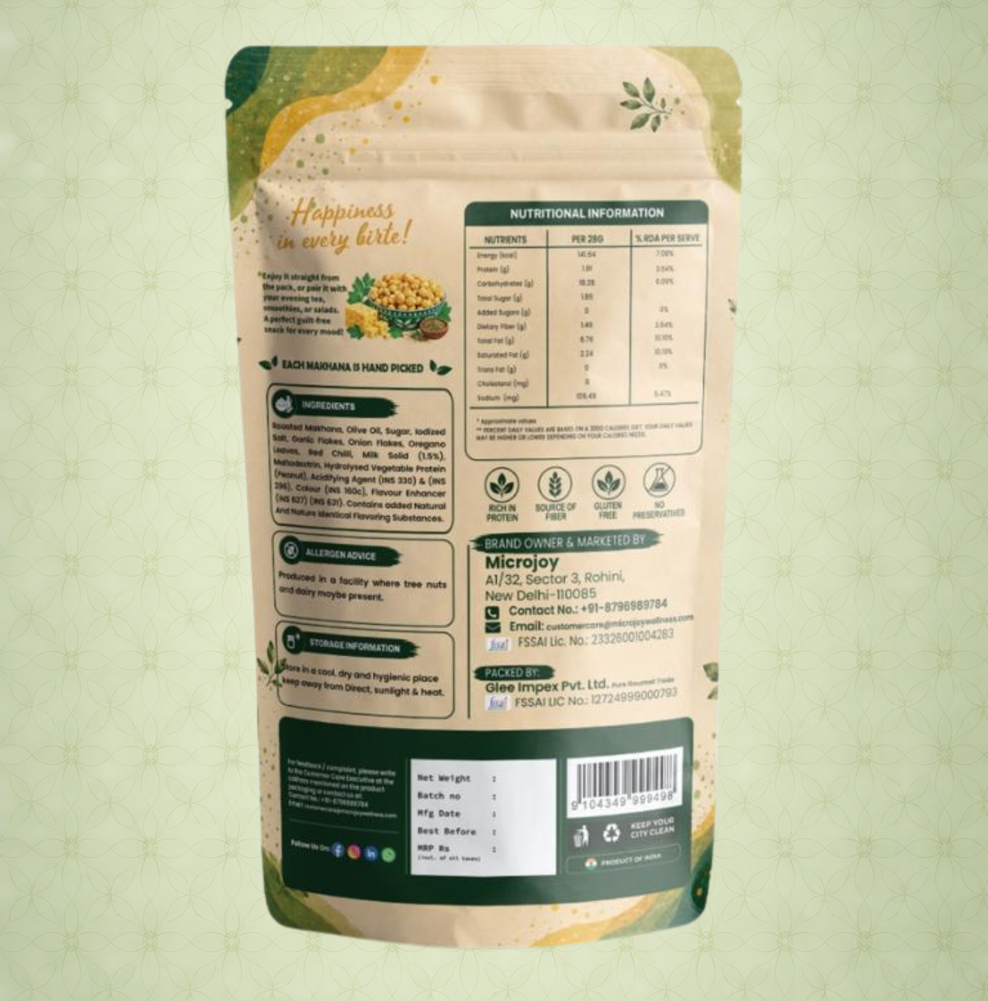 Cheese & Herbs Makhana – Roasted Fox Nuts with Olive Oil | Crunchy Tomato Flavored Healthy Snack | 30g - Image 2