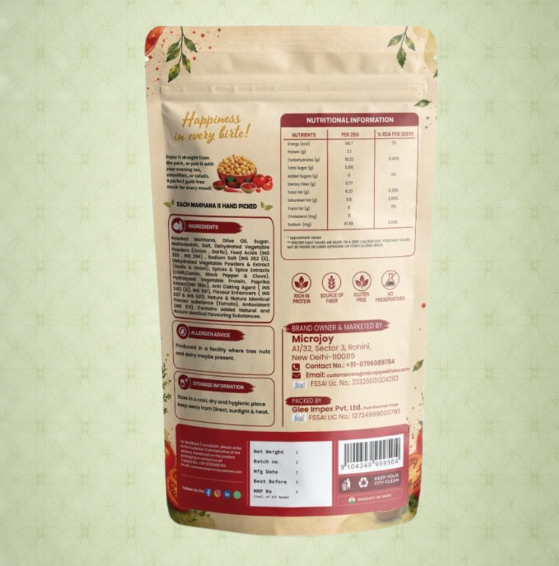 Tangy Tomato – Roasted Fox Nuts with Olive Oil | Crunchy Tomato Flavored Healthy Snack | 30g - Image 2