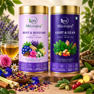 Microjoy Herbal Tea Combo – Rest & Restore + Light & Lean Herbal Green Tea | 40g Each